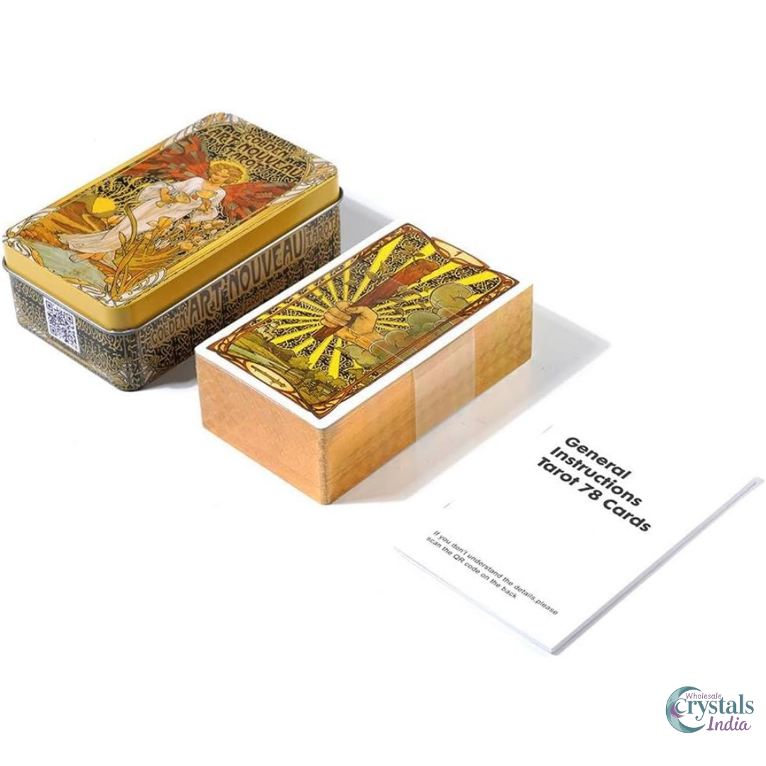 Golden Art Nouveau Tarot – With Metal Box & Guidebook