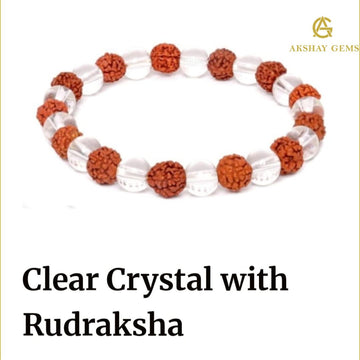 Natural Clear Quartz + Rudraksh Bracelet