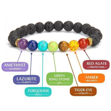 7 Chakra + lava Bracelet