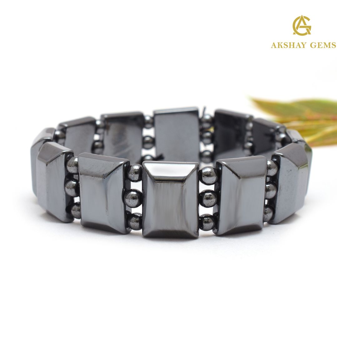 Chunky Rectangular Hematite Bracelet – Grounding Stone Jewelry for Men & Women