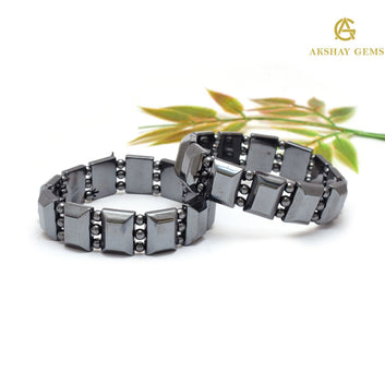 Chunky Rectangular Hematite Bracelet – Grounding Stone Jewelry for Men & Women