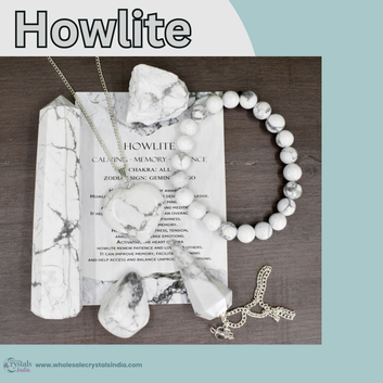 Howlite Crystal Healing Set | 6+1 Combo with Bracelet, Pendant, Tower & Free Selenite Plate