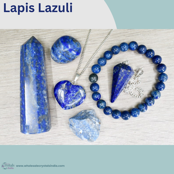 Lapis Lazuli Crystal Healing Set | 6+1 Combo with Bracelet, Pendant, Tower & Free Selenite Plate