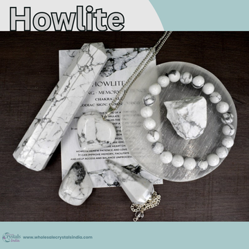 Howlite Crystal Healing Set | 6+1 Combo with Bracelet, Pendant, Tower & Free Selenite Plate